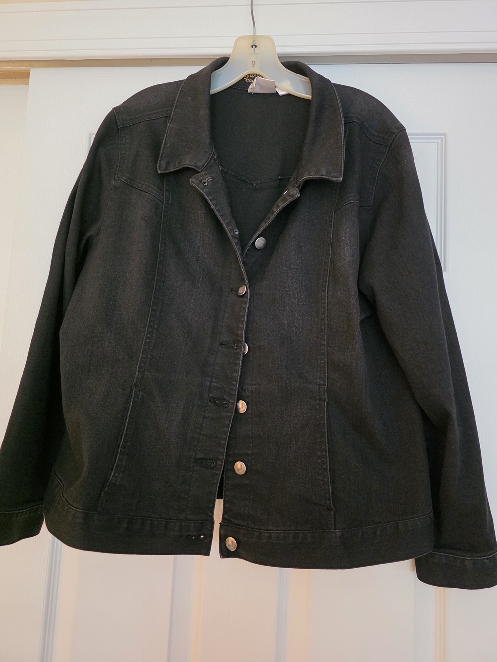 Women with Control Black Washed Denim Button-Up Jacket